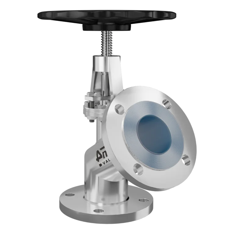 Angle Type Flush Bottom Valve Full Bore Pfa Lined